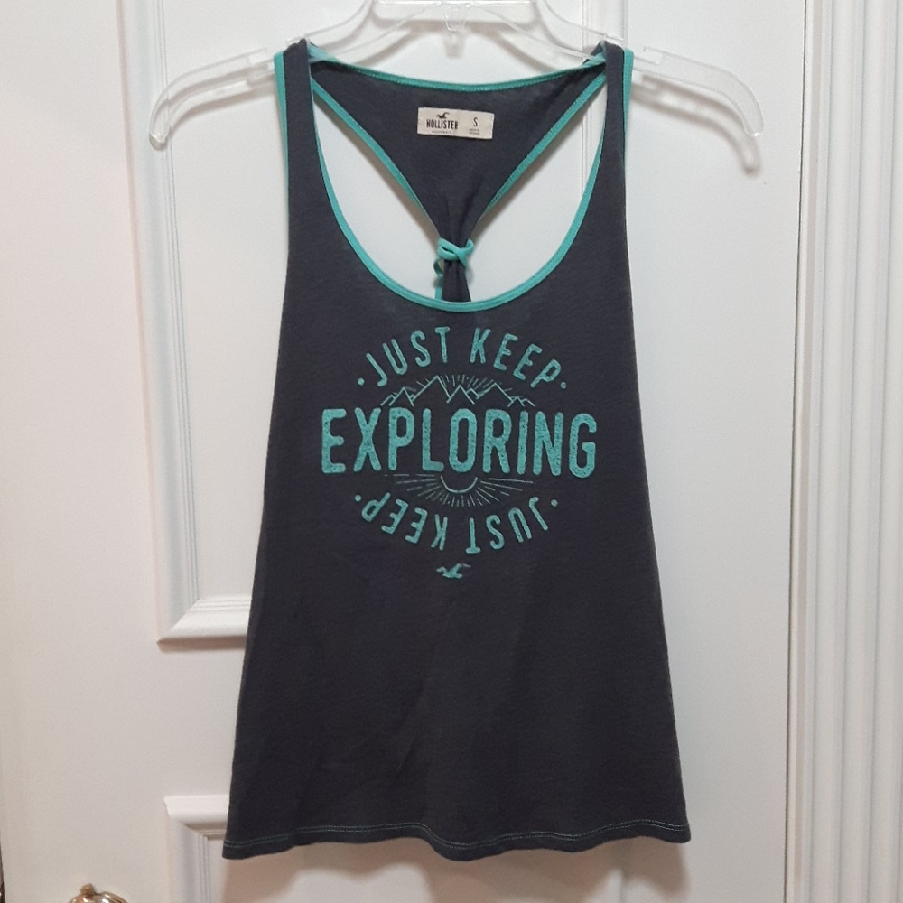 🛍️NWOT Hollister Aqua and grey tank top